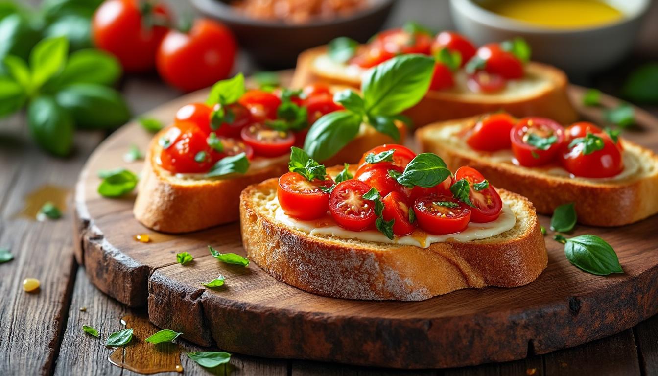 découvrez notre recette de bruschetta au four, avec des astuces simples pour un apéritif croustillant et savoureux qui ravira vos invités.