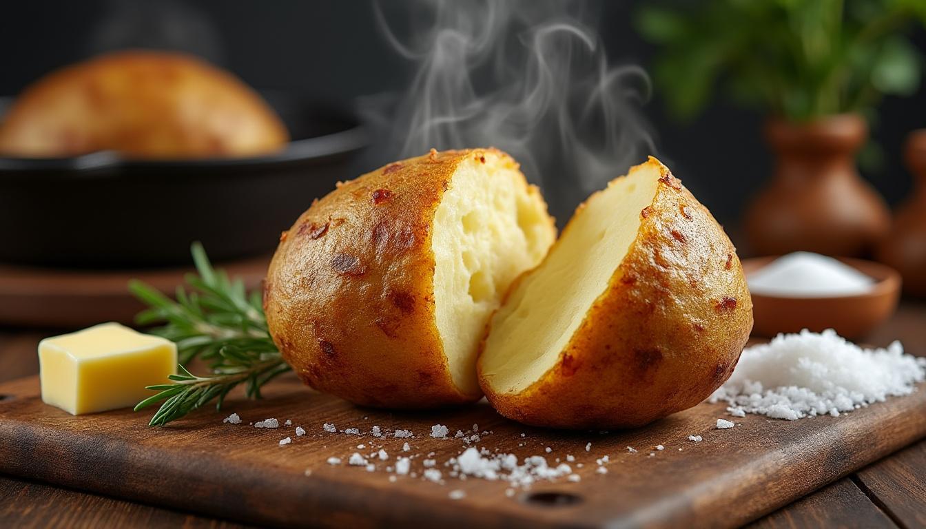 découvrez le secret d'une pomme de terre au four à l'ancienne avec une peau parfaitement croustillante et une chair fondante, pour un plat savoureux et traditionnel.