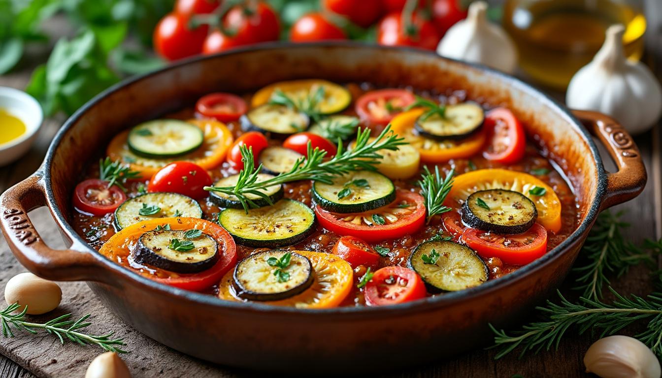 découvrez l'astuce pour réussir votre ratatouille au four, une recette savoureuse et facile à préparer qui ravira vos papilles sans aucun tracas.