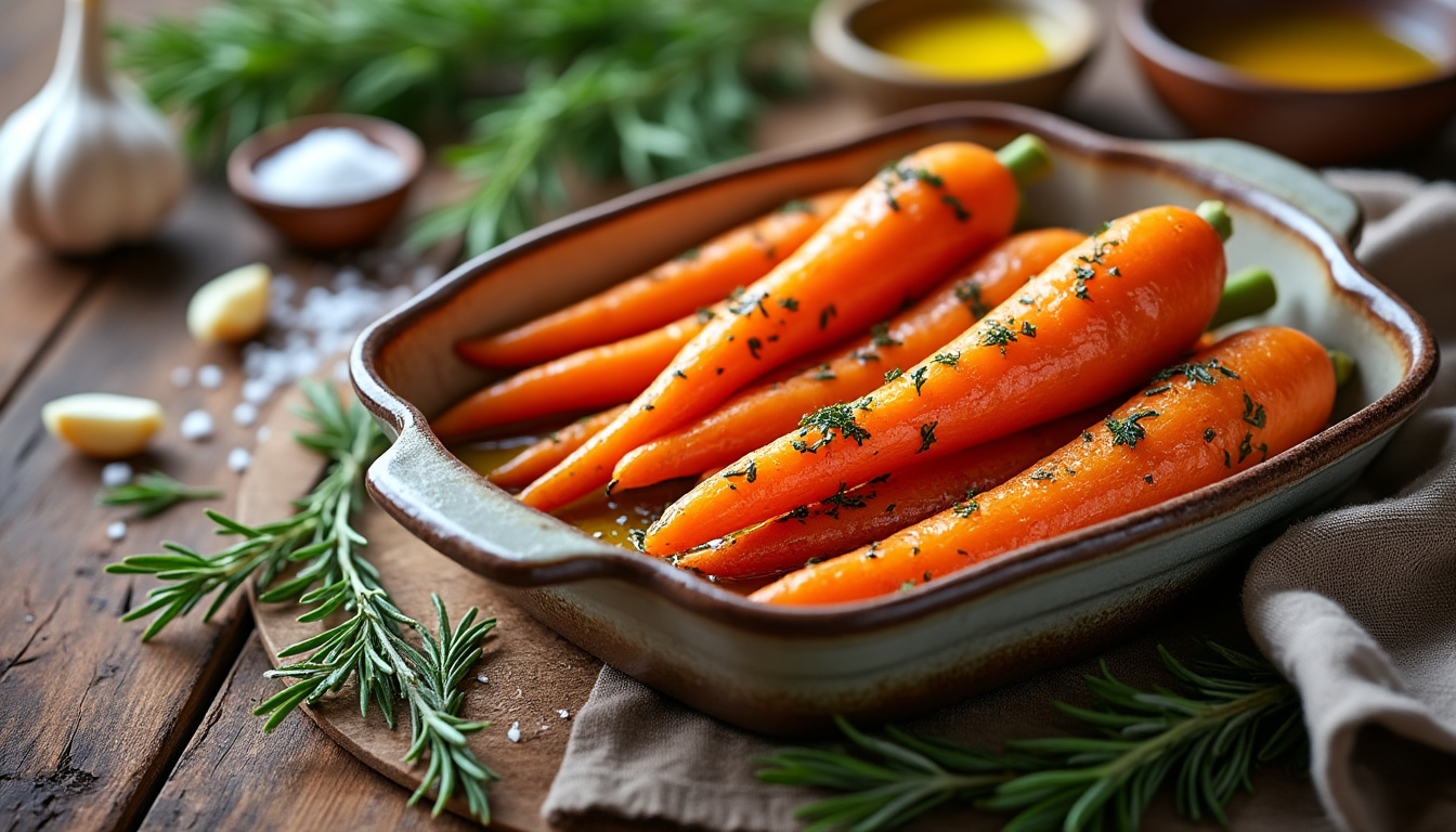 découvrez notre recette simple de carottes au four pour des légumes fondants et parfumés, parfaits en accompagnement sain et savoureux.
