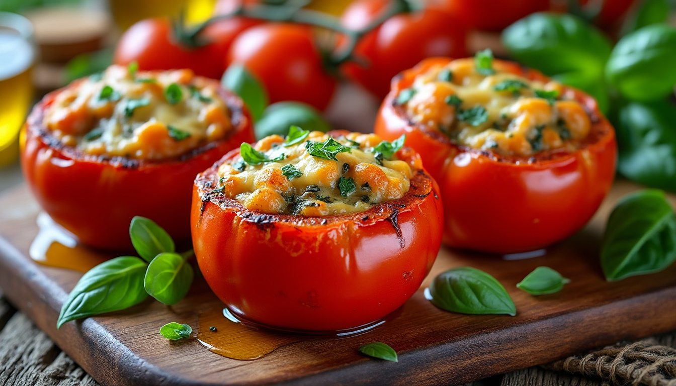 découvrez l'astuce infaillible pour préparer des tomates farcies au four avec une chair fondante et délicieusement parfumée, parfaites pour un repas savoureux et convivial.