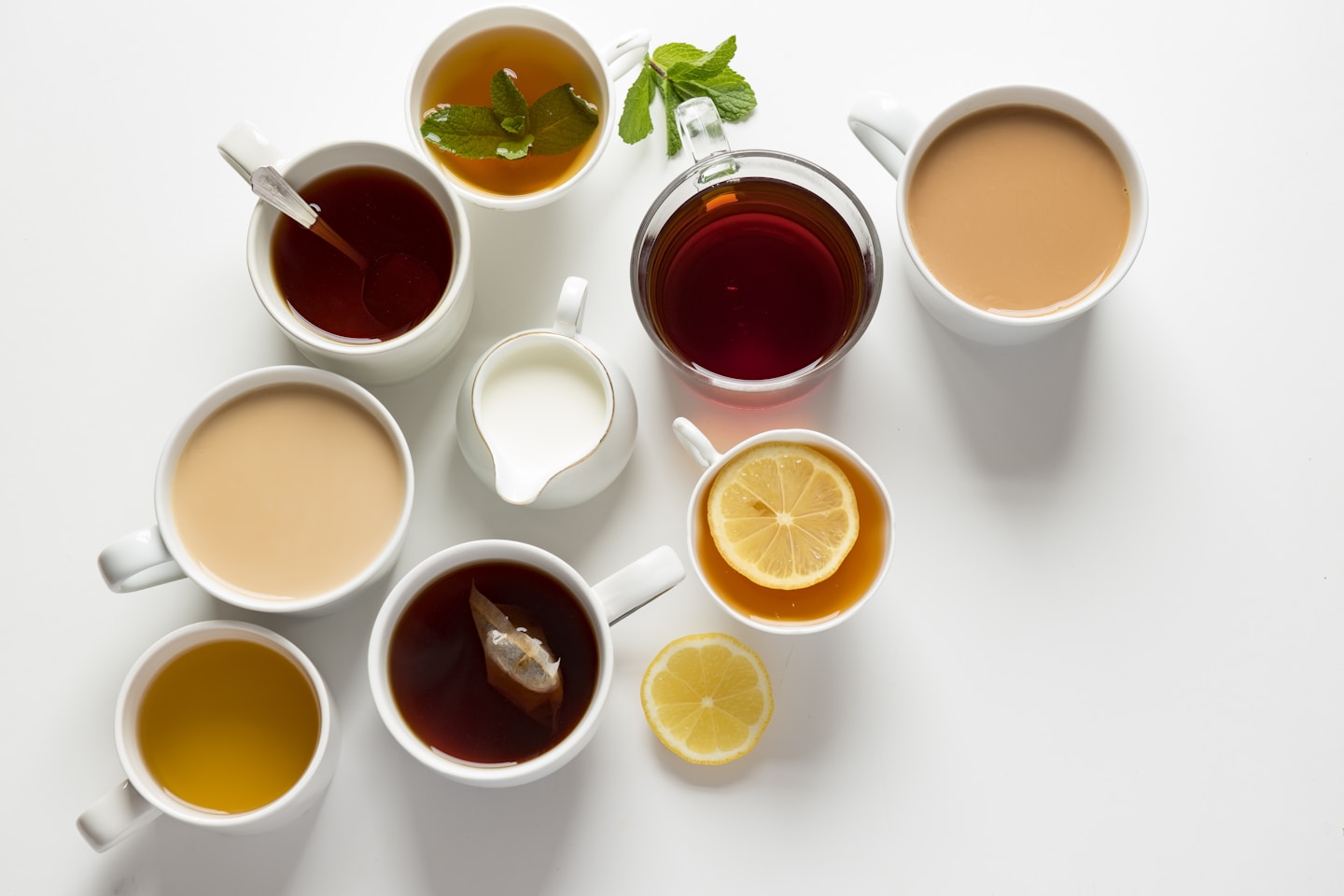 flat-lay photography of variety of beverage filled glasses